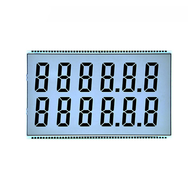 Custom Monochrome 7 Segment 12 Digits HTN Type Positive LCD Display with Controller Board 156x99mm 3.0-5.0V for Fuel Dispenser