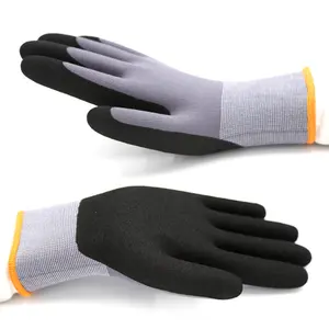 CE Approved Nitrile Hand Gloves With 13G Nylon Liner Construction Gloves