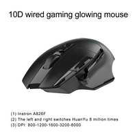 Mouse Gaming ergonomis, Mouse Logo kustom 10D komputer Laptop Gaming USB optik kanan RGB kabel PC dengan stok kabel 1.6m