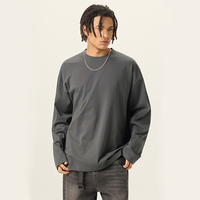 T-shirt à manches longues surdimensionné OEM, t-shirts vierges 270 GSM 100 % coton, t-shirt personnalisé streetwear avec logo pour hommes