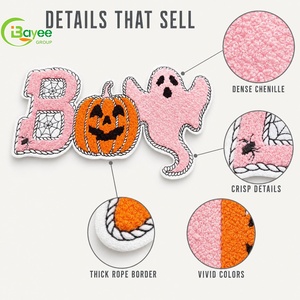 Patchs brodés personnalisés en chenille, broderie scintillante, Halloween Boo Spooky, patchs en chenille à repasser pour vêtements - Product Image 1