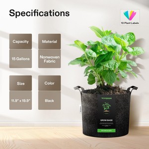 <span class=keywords><strong>Sac</strong></span> de culture <span class=keywords><strong>en</strong></span> <span class=keywords><strong>jute</strong></span> respirant et biodégradable pour légumes et pommes de terre, 15 gallons, <span class=keywords><strong>en</strong></span> tissu non tissé - Product Image 3