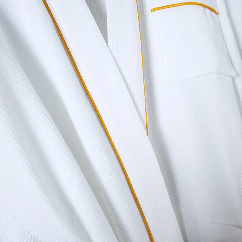Hotel kustom populer uniseks putih kerah selendang ukuran besar 100% katun terry jubah mandi untuk pasangan