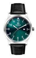 Montre pour homme MEDEO Luxury Charm MIYOTA, mouvement analogique, bracelet en cuir noir 24 mm, acier inoxydable, étanche, aiguilles lumineuses.