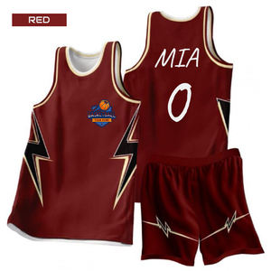 100% poliester kustom pria basket Set Jersey bernapas celana olahraga sublimasi cetak Logo ukuran dewasa atasan basket - Product Image 2