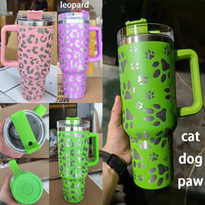 Tazze da 40 once con stampa a zampa calda con manico tazze da caffè con isolamento sottovuoto in acciaio inossidabile a doppia parete di colore personalizzato all'ingrosso - Product Image 3