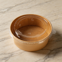 Bol en papier kraft biodégradable imprimé sur mesure, durable et robuste, avec couvercle, pour le camping et les plats à emporter
