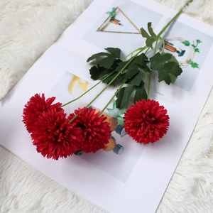 Fleur artificielle en soie à 4 têtes, chrysanthème, style naturel, tige florale, décoration de mariage STQJ-069 - Product Image 6