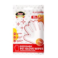 DONO PET Lingettes de massage jetables pour le bain, pour chat et chien, à l'arbre à thé, naturelles, éliminant les odeurs, gants de toilettage pour animaux, 6 pièces
