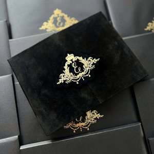 Wholesale new wedding invitations. Premium gold-<b>embossed</b> acrylic invitations. Customizable velvet wedding <b>cards</b> - Product Image 3