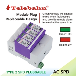 Telebahn AC SPD 4P 275V 320V 385V 20kA -40kA KEMA T2 dispositif de protection contre les surtensions <span class=keywords><strong>TN</strong></span>-S à <span class=keywords><strong>3</strong></span> phases Protection contre les surtensions - Product Image 4