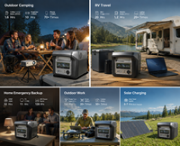Station d'alimentation portable 1280Wh, générateur solaire, batterie LiFePO4 pour le camping en plein air, la maison, la secours en cas d'urgence