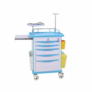 Carrinho de emergência popular para cuidados com a enfermaria, carrinho de resgate com plataforma de desfibrilador, placa de reanimação cardiopulmonar