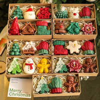 Bougies d'aromathérapie créatives faites à la main en cire de soja mélangée, en gros, pour Noël, en forme de personnage, avec boîte cadeau, idéales pour les fêtes