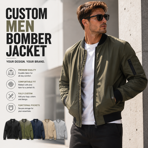 Custom Men Bomber <b>Jacket</b> 100% Polyester MA1 Flight <b>Jacket</b> <b>Lightweight</b> Water Resistant Zip Up Casual Outerwear Manufacturer - Product Image 1