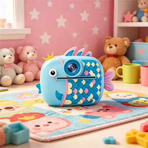 <span class=keywords><strong>Appareil</strong></span> <span class=keywords><strong>photo</strong></span> instantané pour enfants en forme de poisson de dessin animé, <span class=keywords><strong>appareil</strong></span> <span class=keywords><strong>photo</strong></span> <span class=keywords><strong>numérique</strong></span> à double objectif HD 1080P <span class=keywords><strong>avec</strong></span> <span class=keywords><strong>imprimante</strong></span> thermique pour enfants, cadeau d'anniversaire - Product Image 1