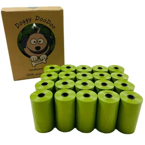 Tamanho personalizado Pós-Consumidor Reciclado Descartável Biodegradável Poop Bag Anexado à Trela Do Cão Doggy Resíduos Poop Bag Amazon