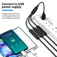 Hub USB 2.0 à 3 ports avec sortie CC, protection OTP, ultra-plat et compact, adaptateur multi-splitter OTG pour ordinateur portable PC, logo OEM personnalisé, ABS