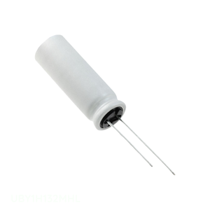 Condensador de canal del fabricante UBY1H132MHL 1300 uF CAP ALUM 1300UF 20% 50V RADIAL de orificio pasante - Product Image 1