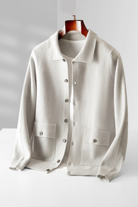 Cárdigan de Lana de Alta Calidad para <span class=keywords><strong>Hombre</strong></span>, Modelo 2025, Más Vendido, Cuello Camisero Liso, con Bolsillos, <span class=keywords><strong>Abrigo</strong></span> Grueso de Lana para Otoño e Invierno - Product Image 3