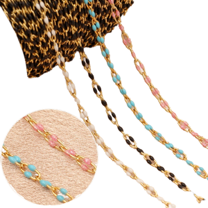 Hecho a mano a granel personalizado 14K chapado en oro esmalte labio cadena colorido DIY joyería <span class=keywords><strong>accesorios</strong></span> Lucky marca Zhejiang <span class=keywords><strong>permanente</strong></span> - Product Image 4