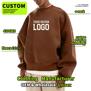 Sudaderas de Alta Calidad para Hombre, Venta al por Mayor, Felpa Francesa de 420G, Logotipo Personalizado OEM, Cuello Redondo para Pullovers - Product Image 2