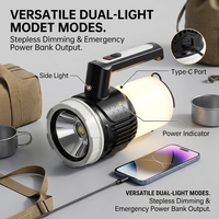 Linterna LED de Alta Potencia 2400mAh para Camping, Portátil, con Gancho para Colgar, Recargable Tipo-C, para Senderismo y Aventuras