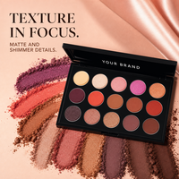 Palette de fards à paupières 15 couleurs, hautement pigmentée, scintillante, mate, nacrée, longue tenue, maquillage quotidien, marque privée