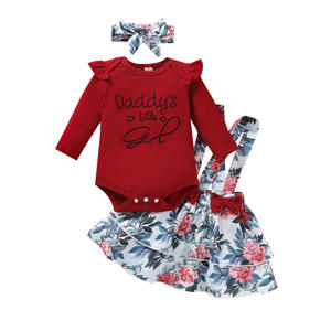 Ensembles de vêtements pour enfants, combinaisons en coton à fleurs pour bébés filles, avec bretelles en dentelle, fabriquées en Chine - Product Image 1
