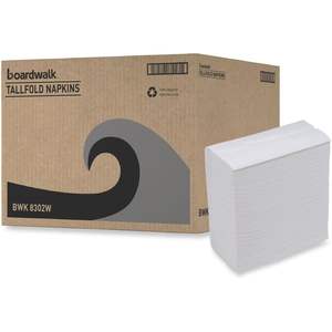 Dispensador de Servilletas Desechables Boardwalk Tallfold, 12 x 7 Pulgadas, Papel Kraft Blanco, Servilletas Suaves Impresas, 500 por Paquete, 20 Paquetes por Caja - Product Image 3