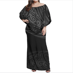 Robe féminine de luxe de style polynésien samoan, <span class=keywords><strong>tatouage</strong></span>, sur mesure à la demande, robe à volants, épaules dénudées, grande taille, robe pour <span class=keywords><strong>femme</strong></span> - Product Image 1