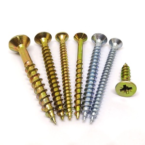 Tornillo de cabeza plana doble pozi Chapado en zinc din 7505, amarillo y blanco - Product Image 1