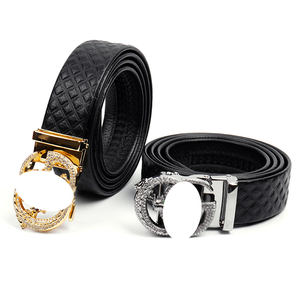 حزام رجالي من الجلد الطبيعي بتصميم مميز مع إبزيم مزدوج على شكل حرف G، مصنوع من جلد البقر الأصلي للرجال - Product Image 2