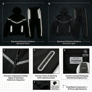 Tuta Sportiva Personalizzata di Lusso in Cotone Pesante e Pile Tecnico, Set Riflettente con Lavaggio Acido per Designer di Streetwear, Tuta da Uomo - Product Image 2