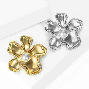Broches de Regalo para Boda, Compromiso o Fiesta, Diseño Retro 2026, Flor de Camelia con Perlas, Aleación Chapada en Oro - Product Image 3