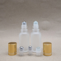 Botellas de Vidrio Esmerilado Blanco de 5ml, 10ml y 15ml, Recargables, con Rodillo, para Aceites Esenciales y Cuidado de la Piel DIY