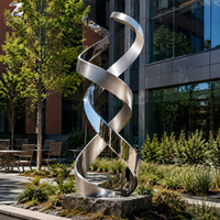 Escultura Espiral de Acero Inoxidable, Artesanía Metálica Personalizable, Arte Abstracto con Espejo para Decoración de Parques, Plazas, Campus, Jardines y Paisajes