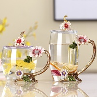 Tasse en verre de style chinois émaillée et écologique, avec couvercle respirant, design personnalisé, cadeau haut de gamme pour femme, nouveauté 2025