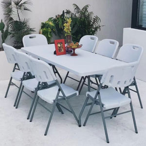Lightweight Durable <b>Foldable</b> Plastic Outdoor <b>Table</b> with Sturdy Frame for Picnic Garden Party <b>Camping</b> - Product Image 5