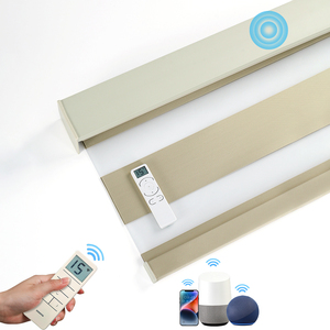 Persianas Enrollables Inteligentes Motorizadas <span class=keywords><strong>con</strong></span> Control Remoto, Cortinas Opacas Automáticas de <span class=keywords><strong>Doble</strong></span> Capa para el Hogar y la Oficina - Product Image 2