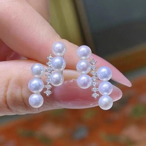 22591DIY Accesorios de Perlas, Pendientes de Plata S925, Soporte Hueco para Múltiples Perlas, Perlas de 4-5mm, Incluye Pernos para las Orejas - Product Image 1