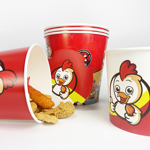 Gıda sınıfı ambalaj kızarmış tavuk kovaları tek kullanımlık özel Logo baskılı büyük patlamış mısır kabı kağıt kova - Product Image 2