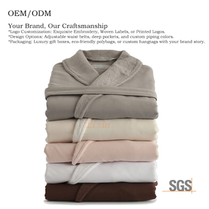 Badjas van luxe, dubbel gelaagde, geregenereerde perzikvezel met custom logo, V-hals, lange mouwen, trekkoord, zacht, snel drogend, geschikt voor de zomer - Product Image 3