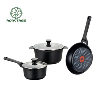 Panci Penggorengan aluminium cor, klasik 20cm/24cm/28cm dengan berlian Thermo-Spot antilengket tahan suhu tinggi lapisan Die Cast logam