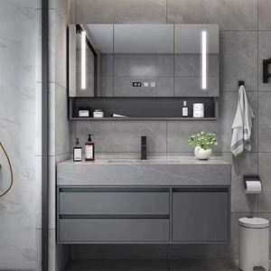 Light Luxury Gray Bathroom Cabinet Smart <b>Mirror</b> Cabinet Hanging Cabinet Body Gray Sink - Product Image 4