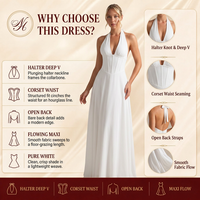 Robe longue tissée élégante et sexy pour femme, col en V profond, style licou, coupe trapèze, lavable, idéale pour les soirées estivales