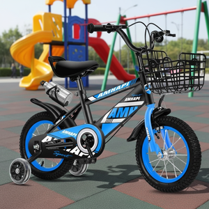 Bicicleta para Niños de 3+ Años, para Niños y Niñas, Cuadro de Acero con Alto Contenido de Carbono, Canasta Delantera, 18 Pulgadas, 4 Ruedas de Entrenamiento, Pedales Ordinarios - Product Image 1