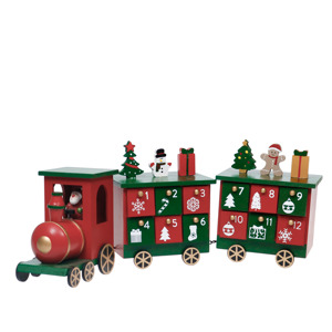 EAGLEGIFTS Calendrier <span class=keywords><strong>de</strong></span> l'Avent <span class=keywords><strong>en</strong></span> <span class=keywords><strong>bois</strong></span> rouge et vert, train <span class=keywords><strong>de</strong></span> <span class=keywords><strong>Noël</strong></span>, décoration <span class=keywords><strong>de</strong></span> <span class=keywords><strong>Noël</strong></span>, ornement <span class=keywords><strong>de</strong></span> table, 45,5x10,5x14cm, couleurs et logo personnalisables - Product Image 1