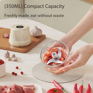 Mini <span class=keywords><strong>hachoir</strong></span> à <span class=keywords><strong>viande</strong></span> électrique en verre durable avec 3 lames anti-colmatage, pour aliments pour bébés et ail, idéal pour la cuisine domestique - Product Image 4