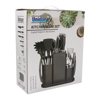 Ensemble de vaisselle 20 pièces en silicone avec manche en acier inoxydable et seau de rangement en acier inoxydable pour la cuisine